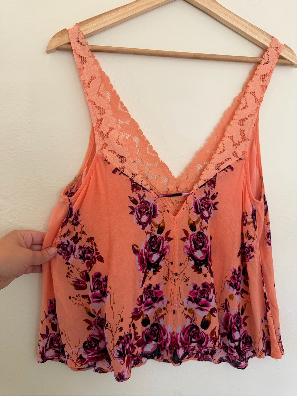 Free People Coral Lace-Trim Floral Camisole - Picture 3 of 5